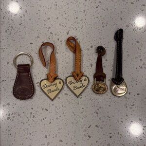 LOT of Dooney & Bourke Heart Keychain Set - Brown, Tan, Black